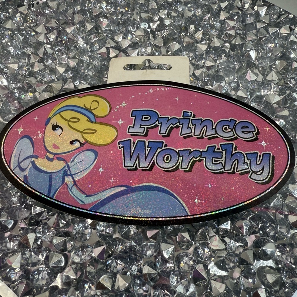 Disney sticker 2005 sparkly Prince worthy Cinderella rare dead stock
